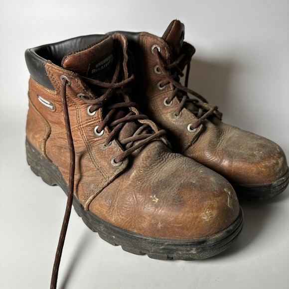 SKECHERS MENS WORKSHIRE WORK BOOTSSTEEL TOE #77009BRN Size 9